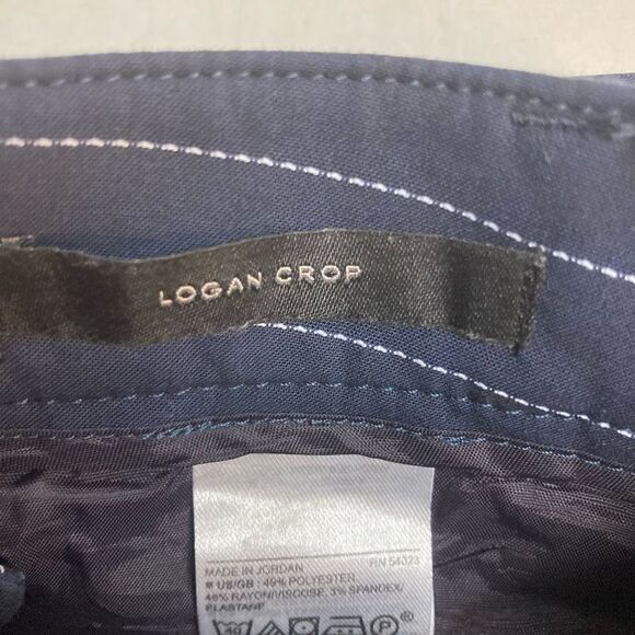 BANANA REPUBLIC Women’s Logan Crop Pants Sz 6 Pin Stripe Blue & White Ins 24.5” - Picture 4 of 12